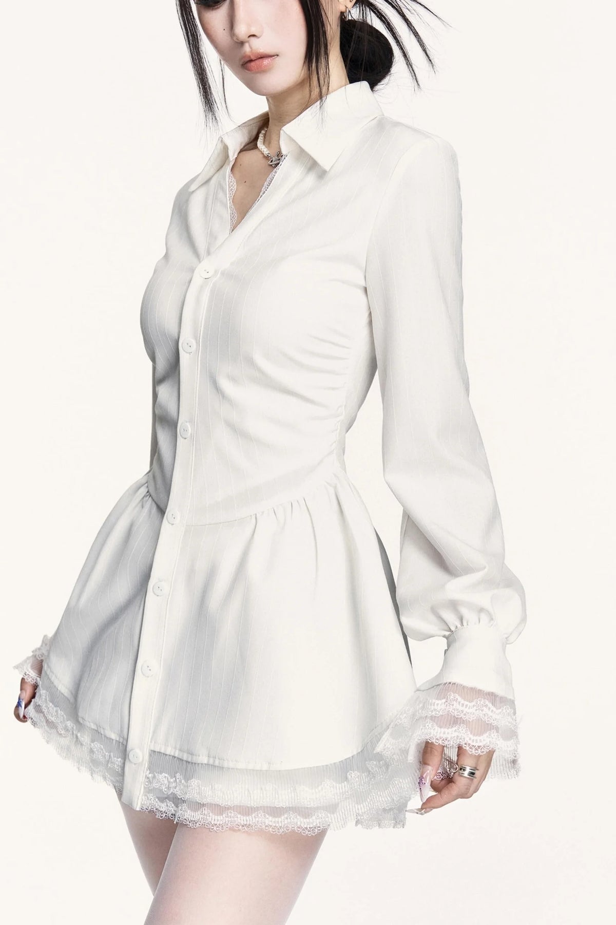 French Lace Patchwork Waist Dress & Pants Set