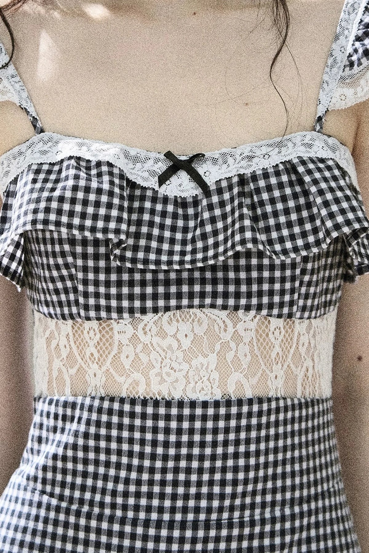 French Lace Plaid Summer Dress