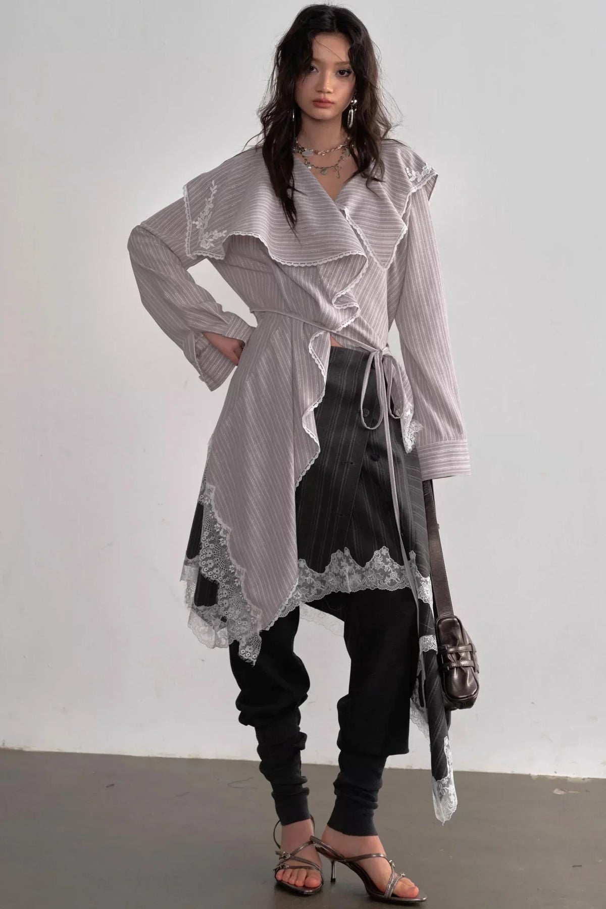 French Lace Ruffled Blouse