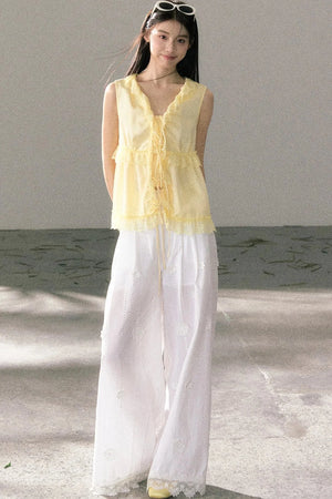 French Lace Ruffled Vest