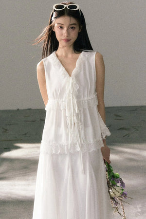 French Lace Ruffled Vest