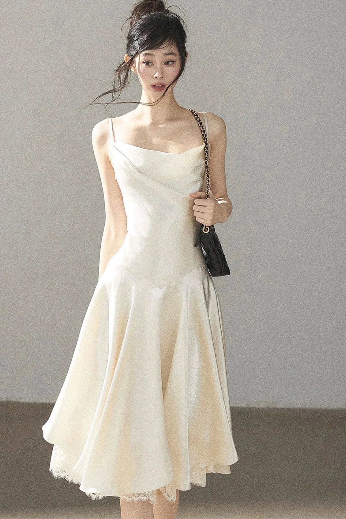 French Lace Satin Camisole Dress