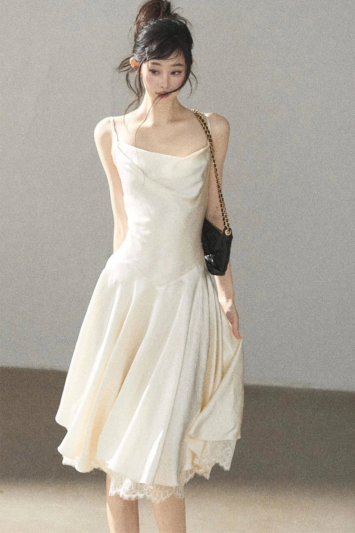 French Lace Satin Camisole Dress