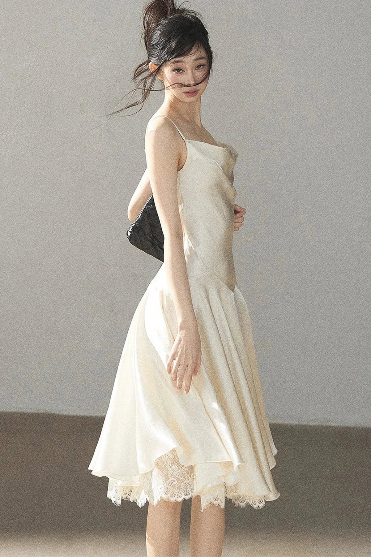 French Lace Satin Camisole Dress