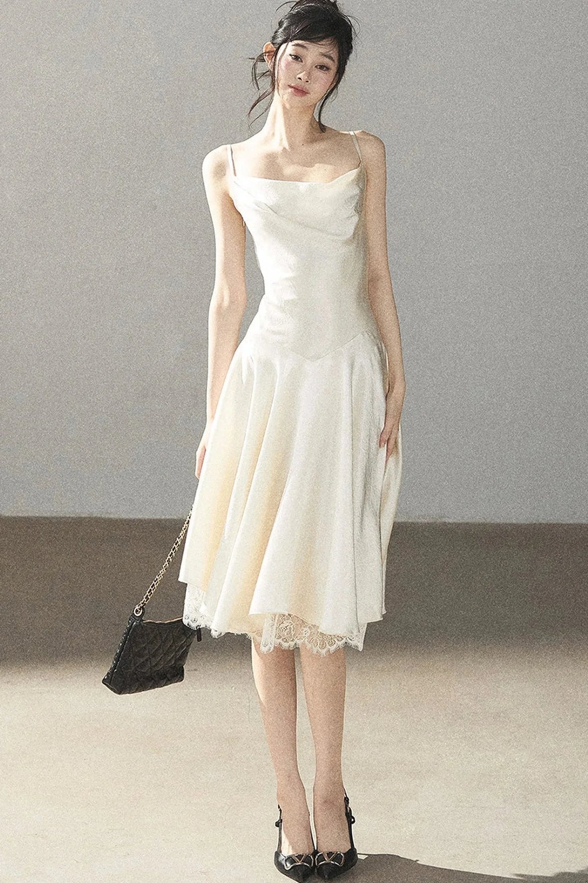 French Lace Satin Camisole Dress