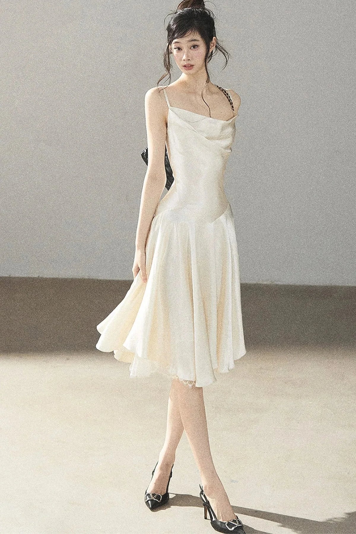 French Lace Satin Camisole Dress