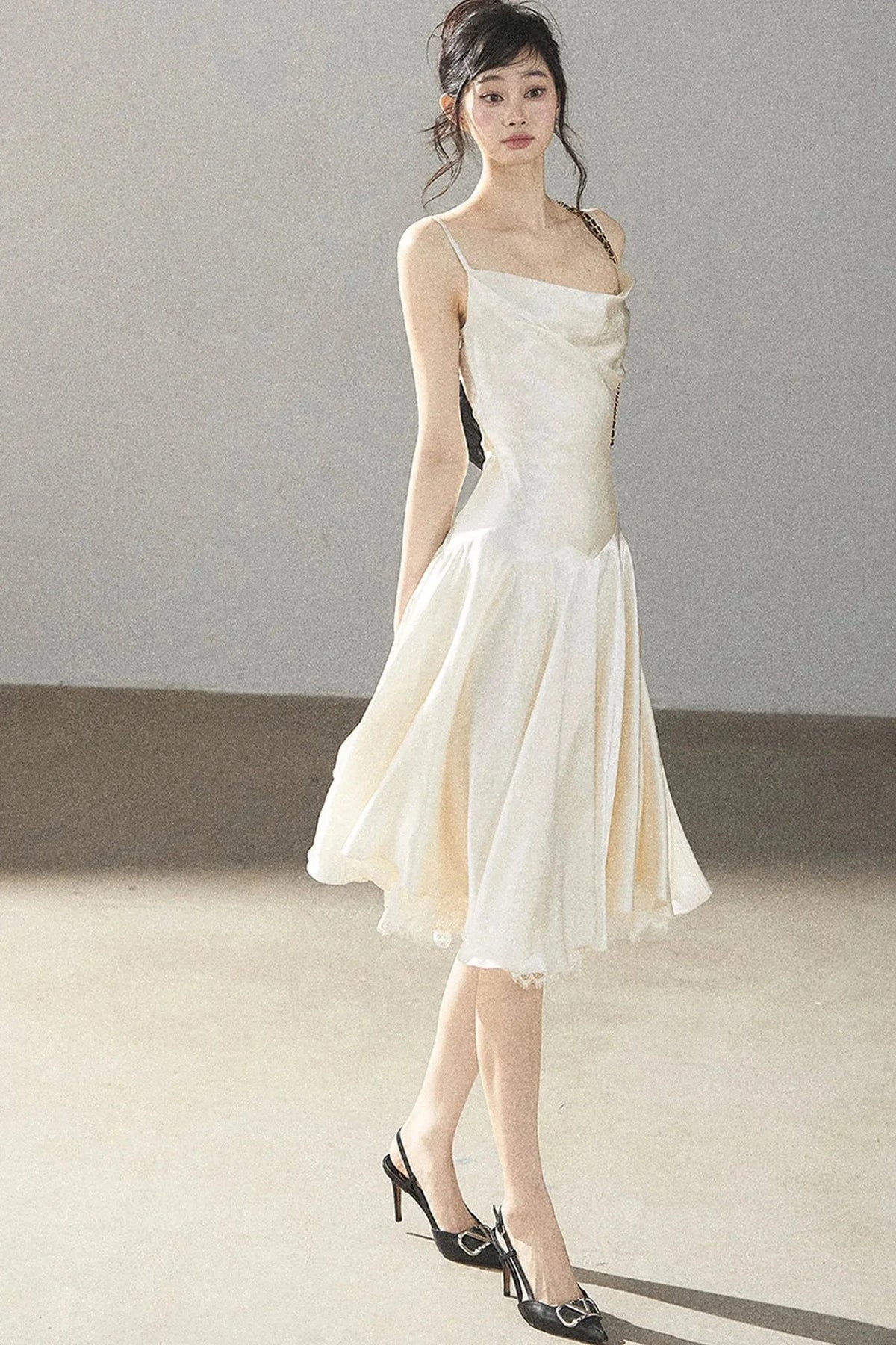French Lace Satin Camisole Dress
