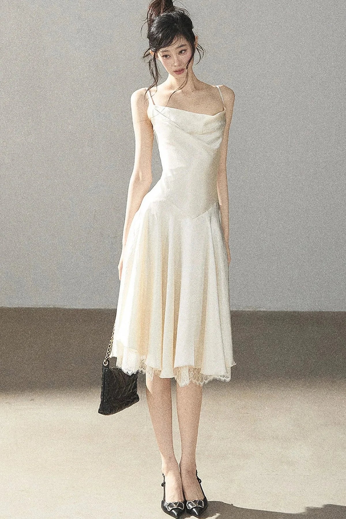 French Lace Satin Camisole Dress
