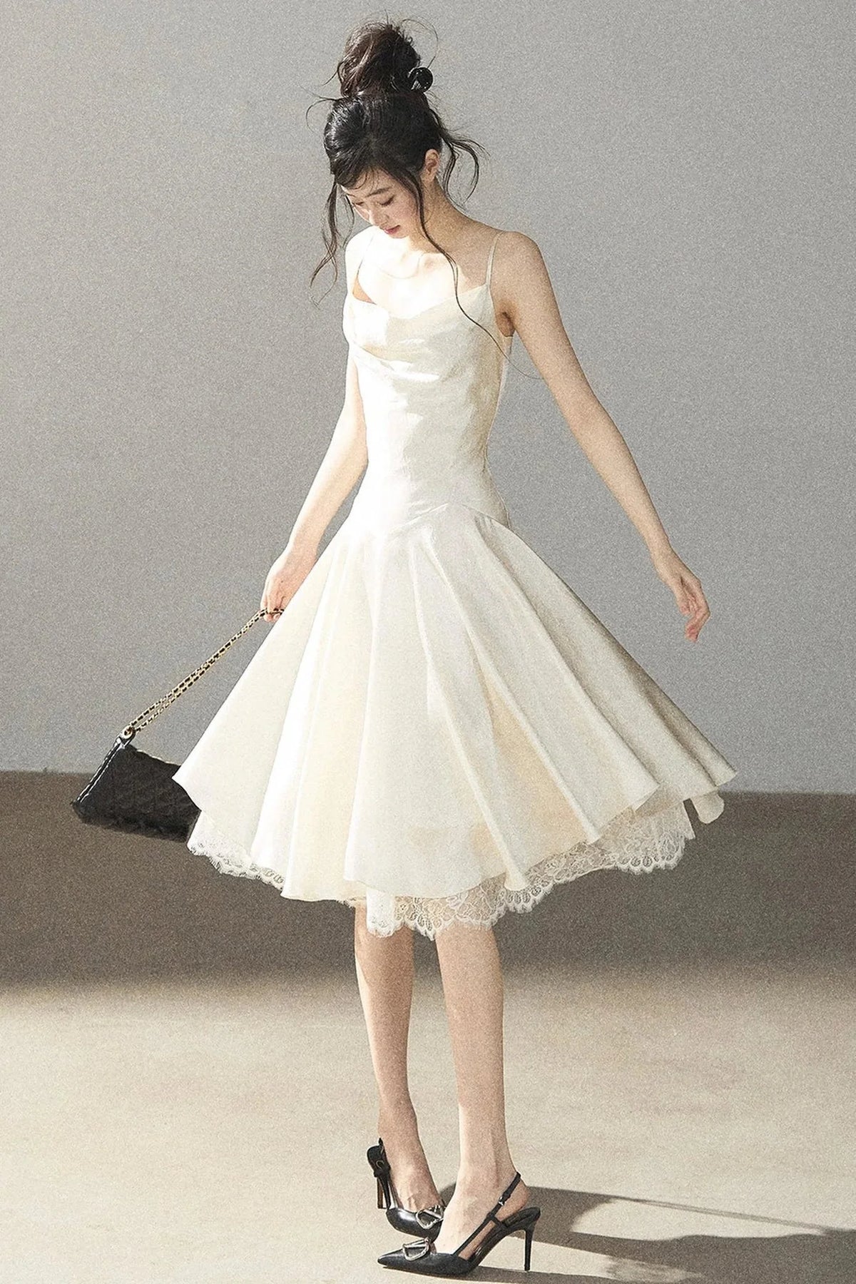 French Lace Satin Camisole Dress