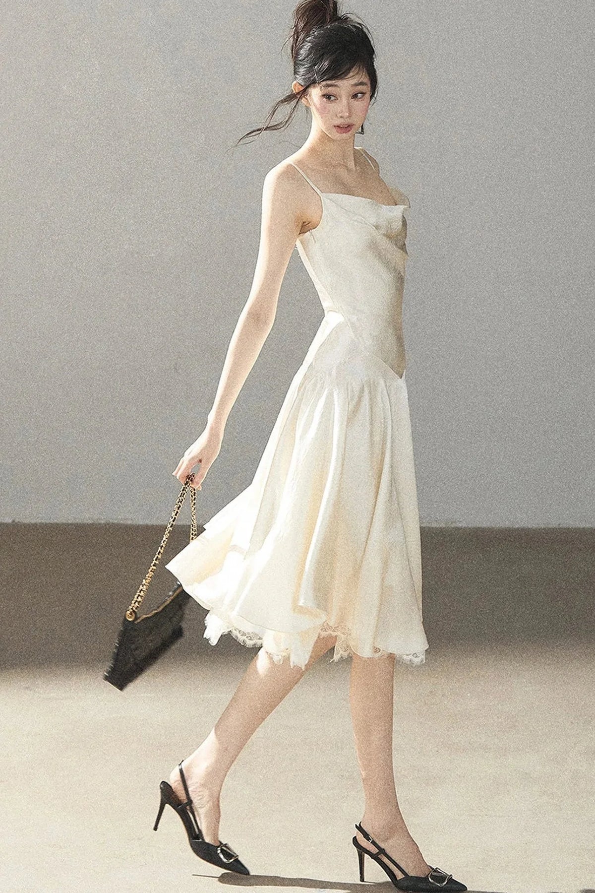 French Lace Satin Camisole Dress