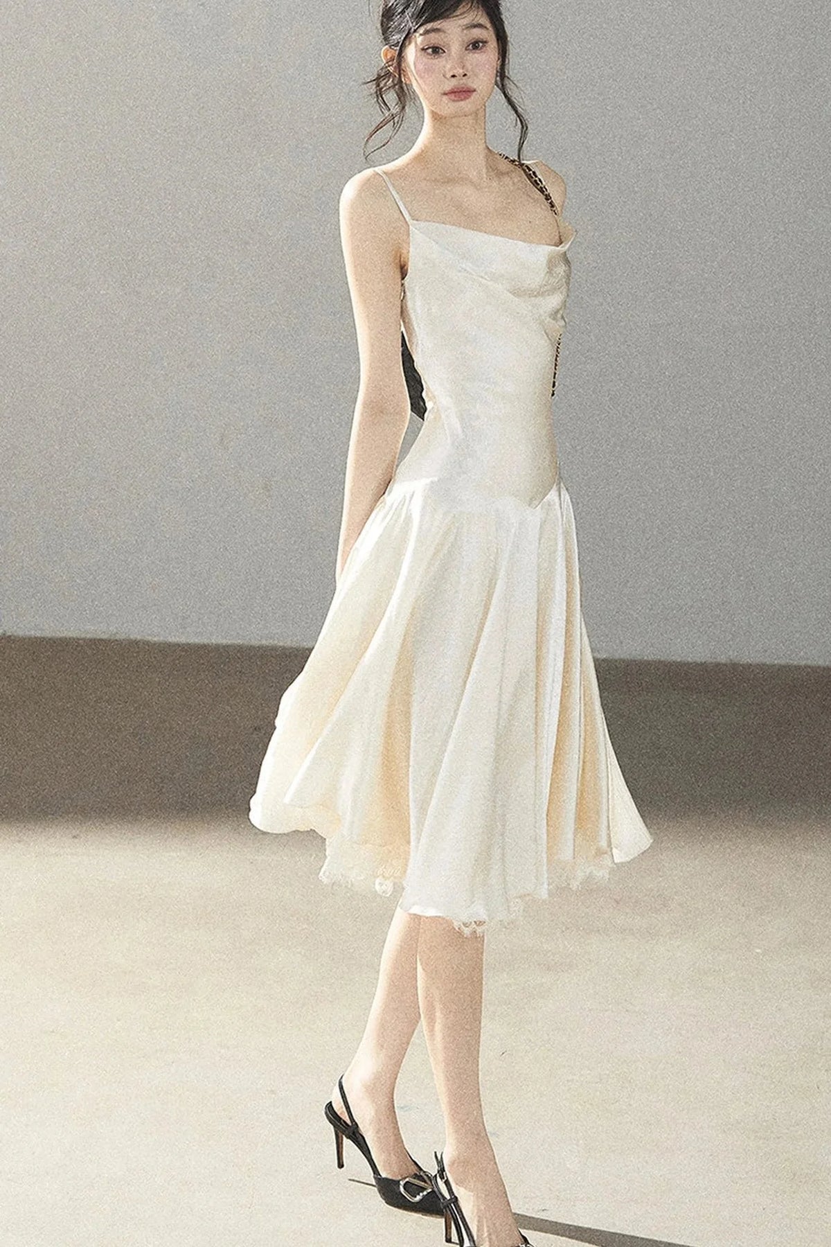 French Lace Satin Camisole Dress