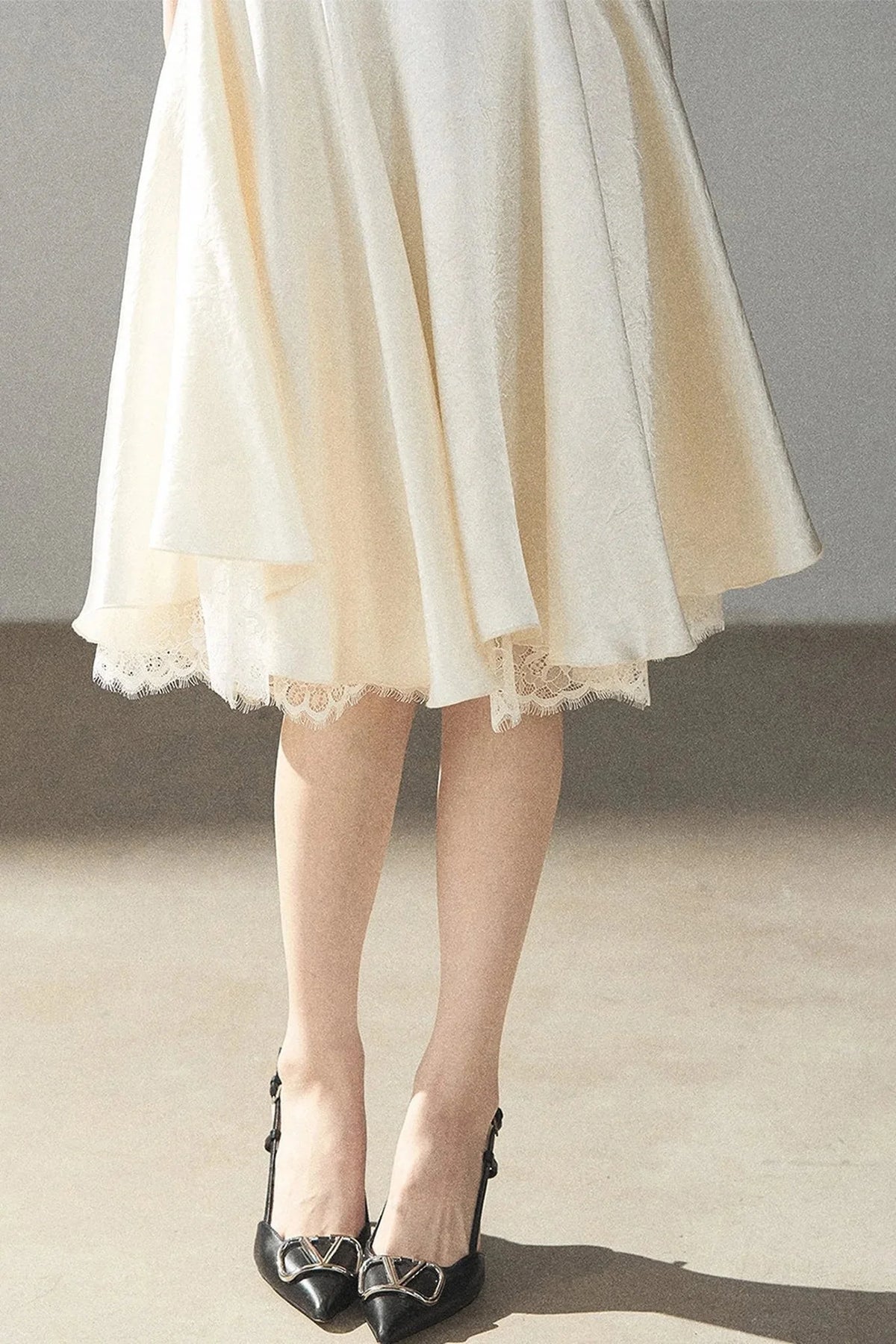 French Lace Satin Camisole Dress
