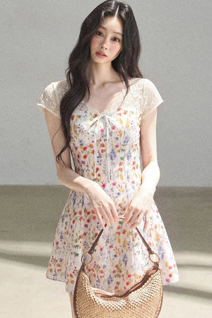French Lace Short Floral Dress