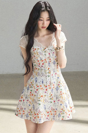 French Lace Short Floral Dress