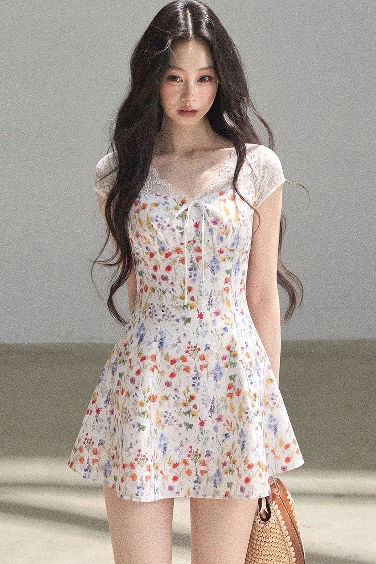 French Lace Short Floral Dress