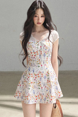 French Lace Short Floral Dress