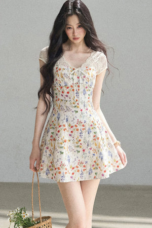 French Lace Short Floral Dress