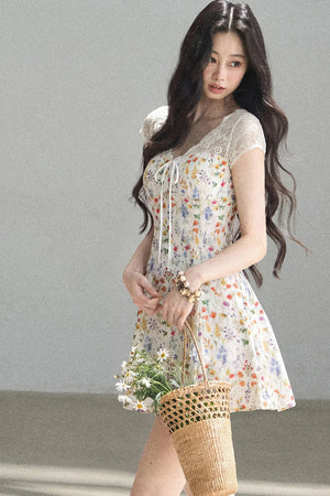 French Lace Short Floral Dress