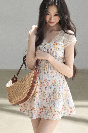 French Lace Short Floral Dress