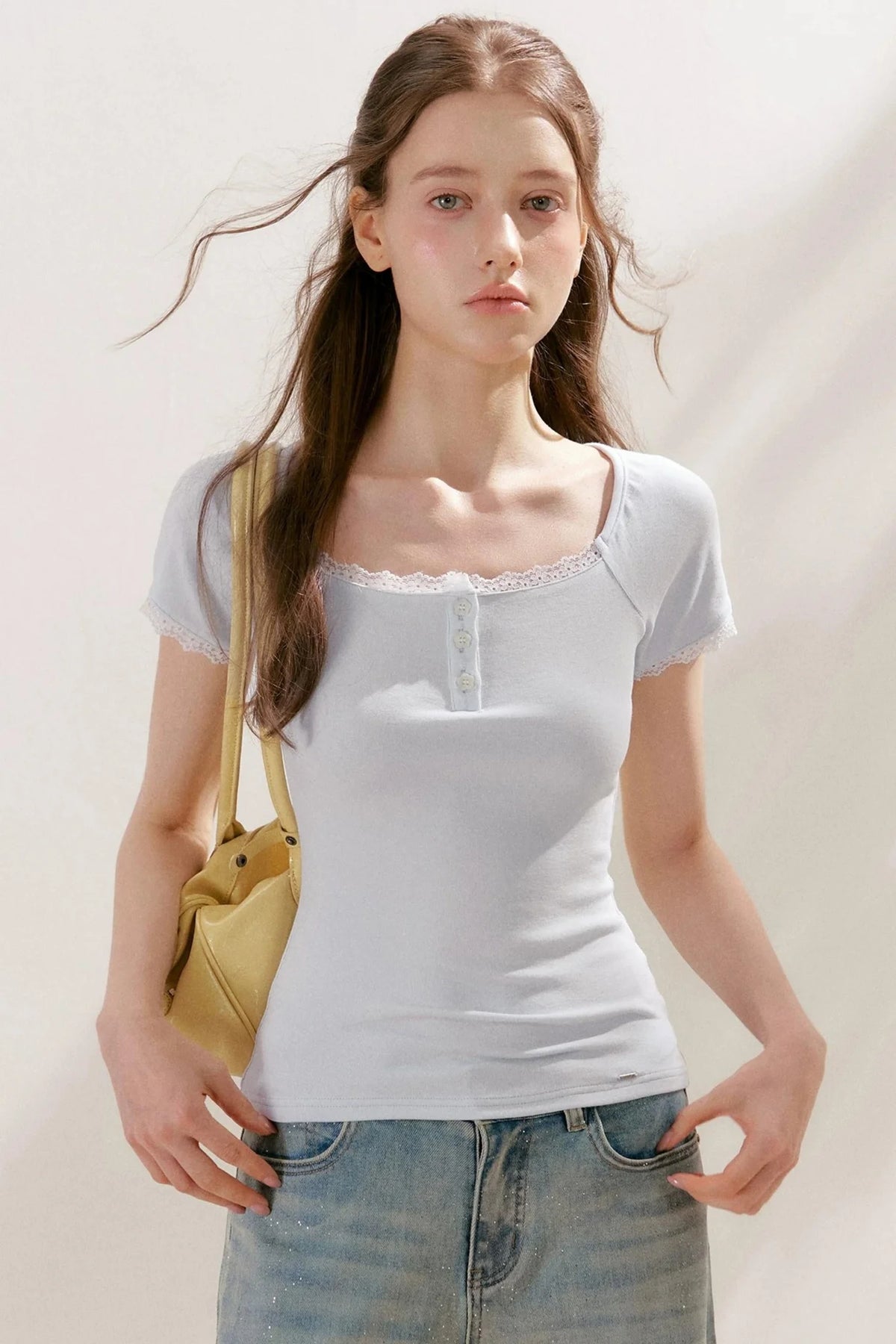 French Lace Square Neck Top