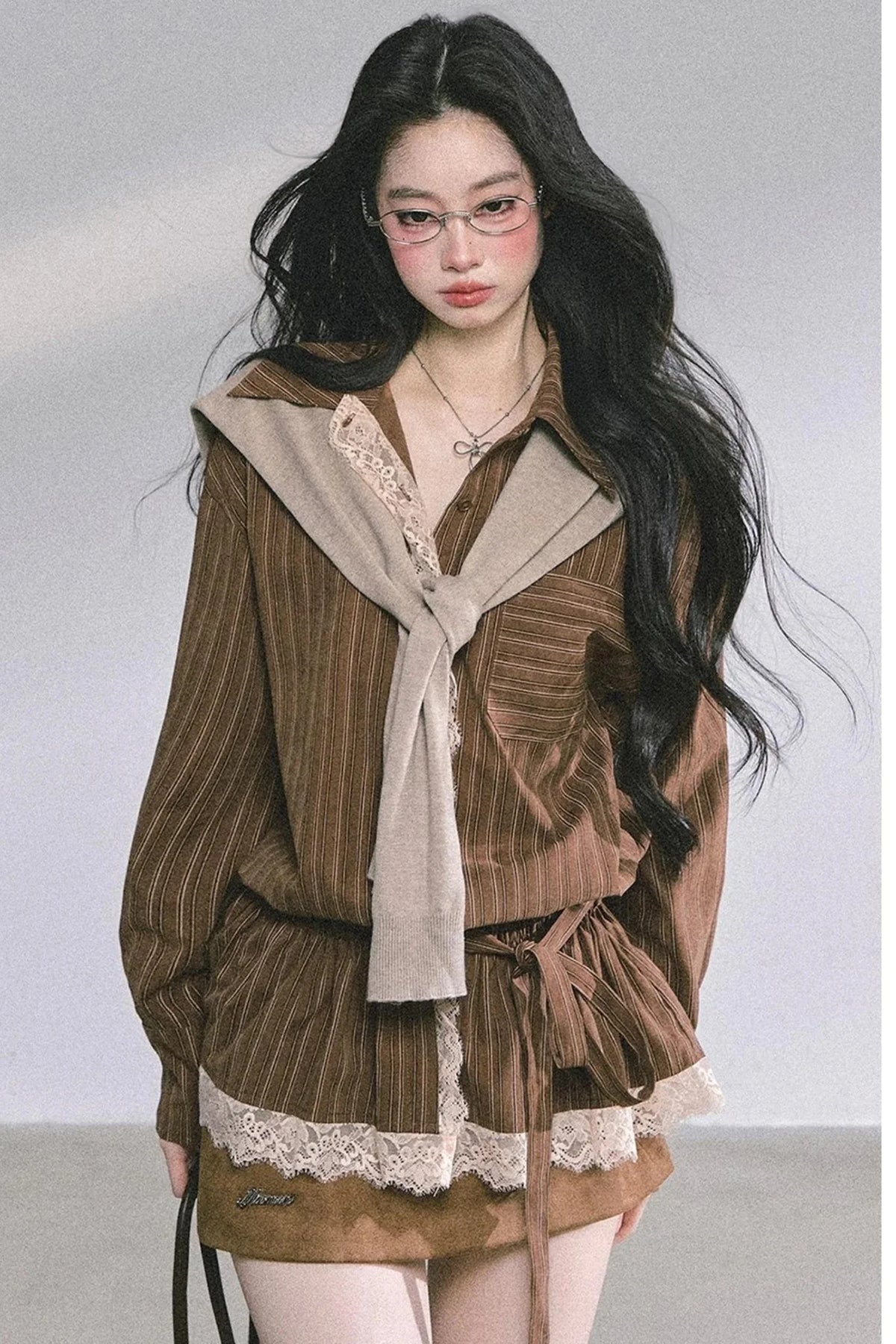 French Lace Stripe Shirt Set-Up
