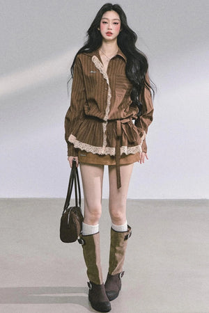 French Lace Stripe Shirt Set-Up