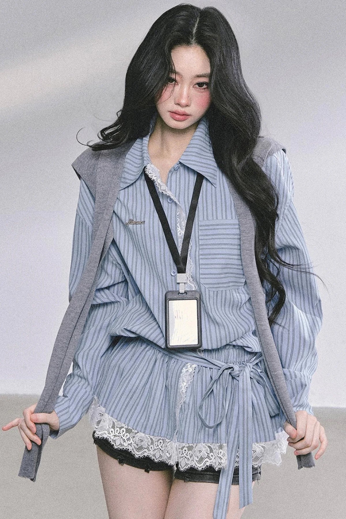 French Lace Stripe Shirt Set-Up