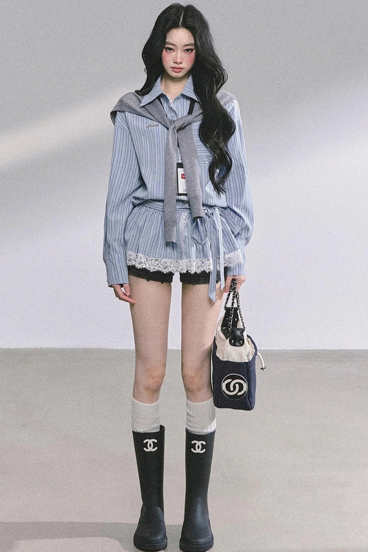 French Lace Stripe Shirt Set-Up