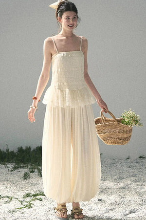 French Lace Summer Top Pants Set-Up