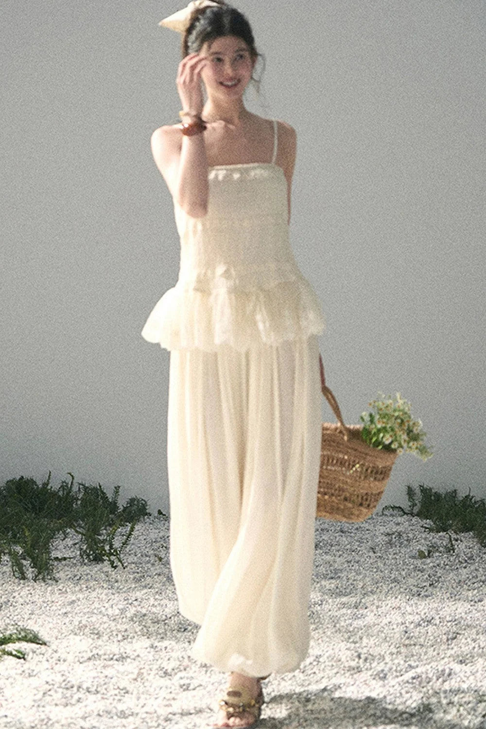 French Lace Summer Top Pants Set-Up