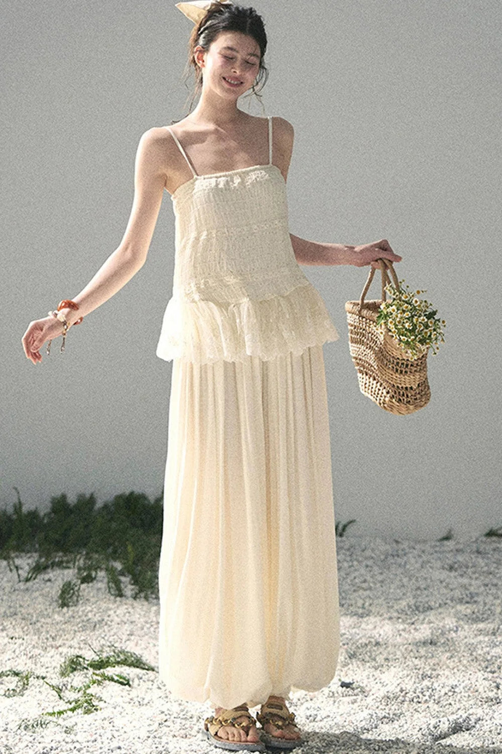 French Lace Summer Top Pants Set-Up