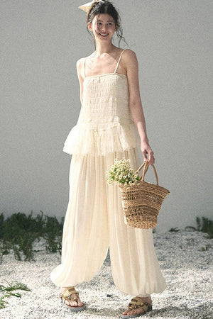 French Lace Summer Top Pants Set-Up