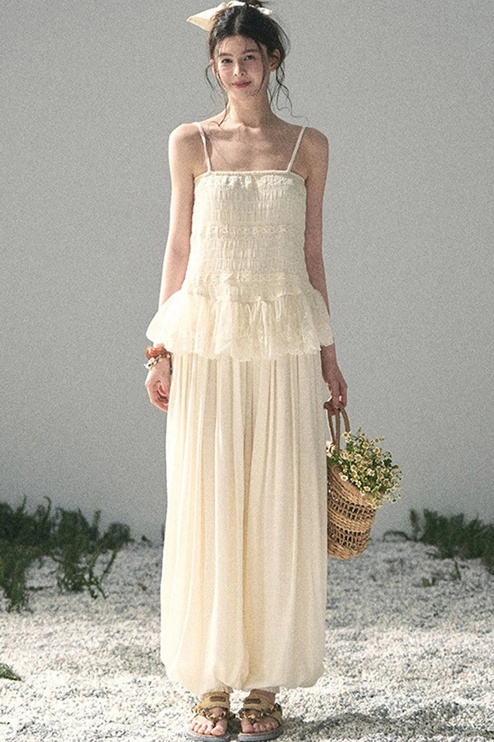 French Lace Summer Top Pants Set-Up