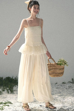 French Lace Summer Top Pants Set-Up