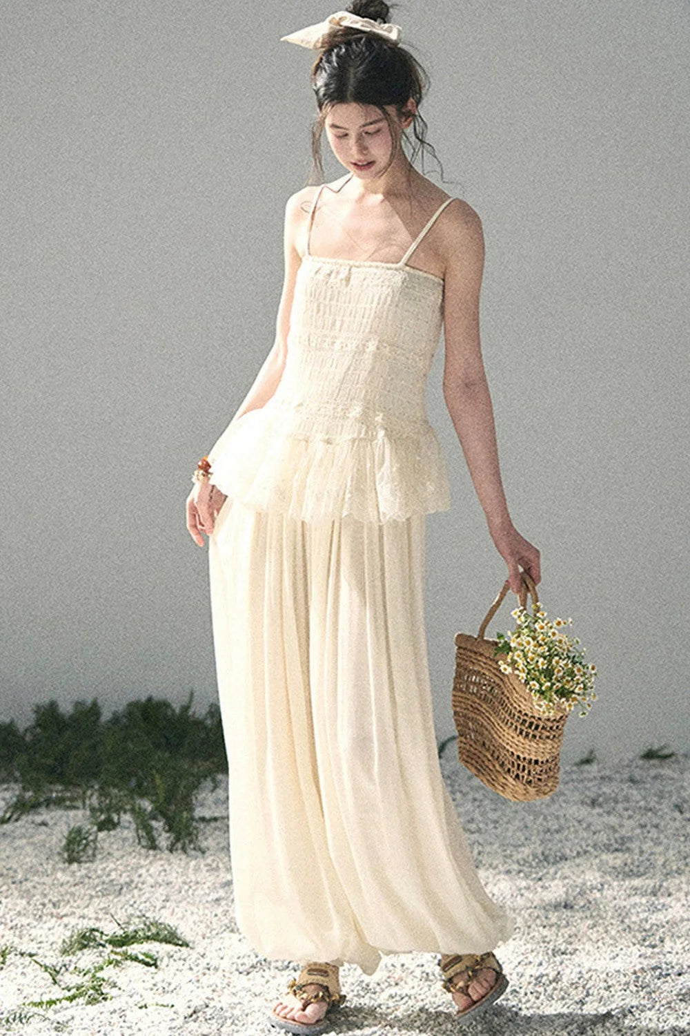 French Lace Summer Top Pants Set-Up