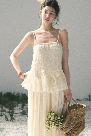 French Lace Summer Top Pants Set-Up