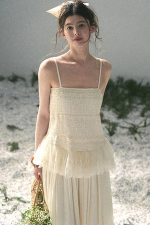 French Lace Summer Top Pants Set-Up