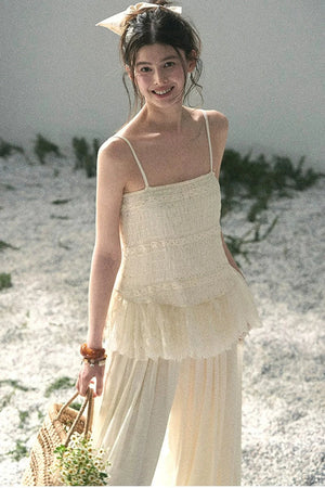 French Lace Summer Top Pants Set-Up