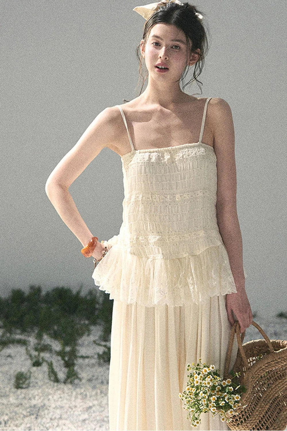 French Lace Summer Top Pants Set-Up