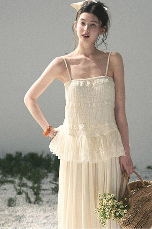 French Lace Summer Top Pants Set-Up