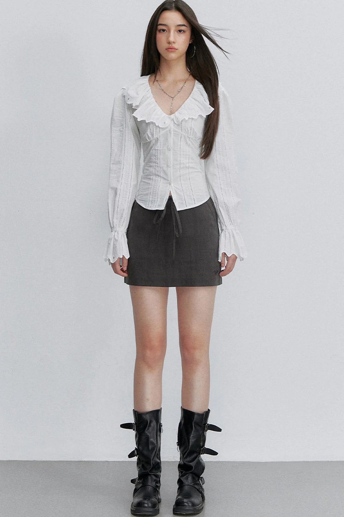 French Lace Tie-Waist Blouse