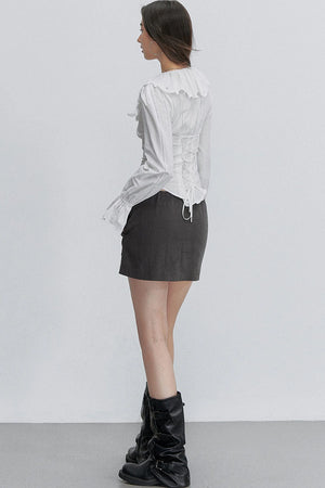 French Lace Tie-Waist Blouse