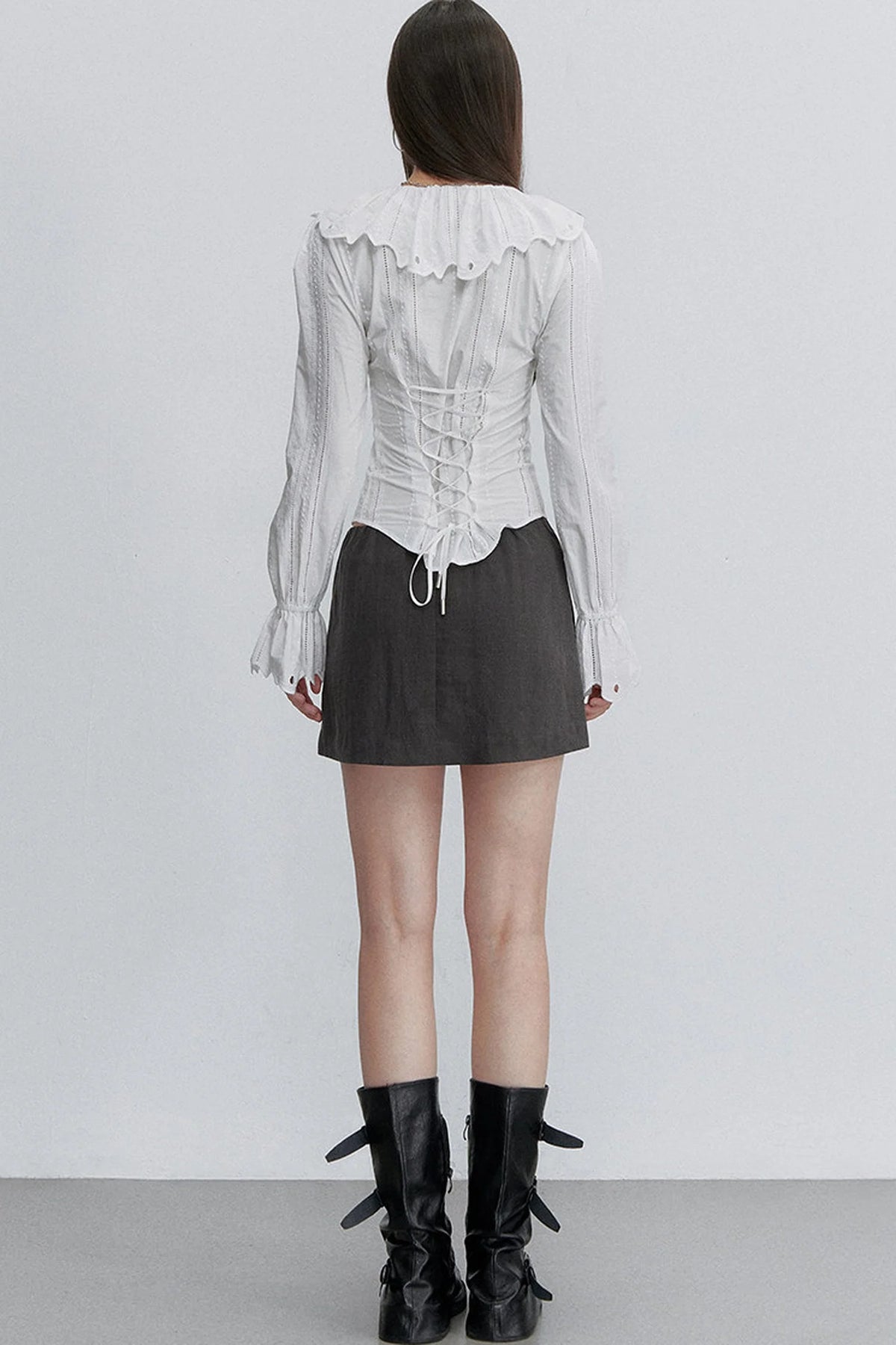 French Lace Tie-Waist Blouse