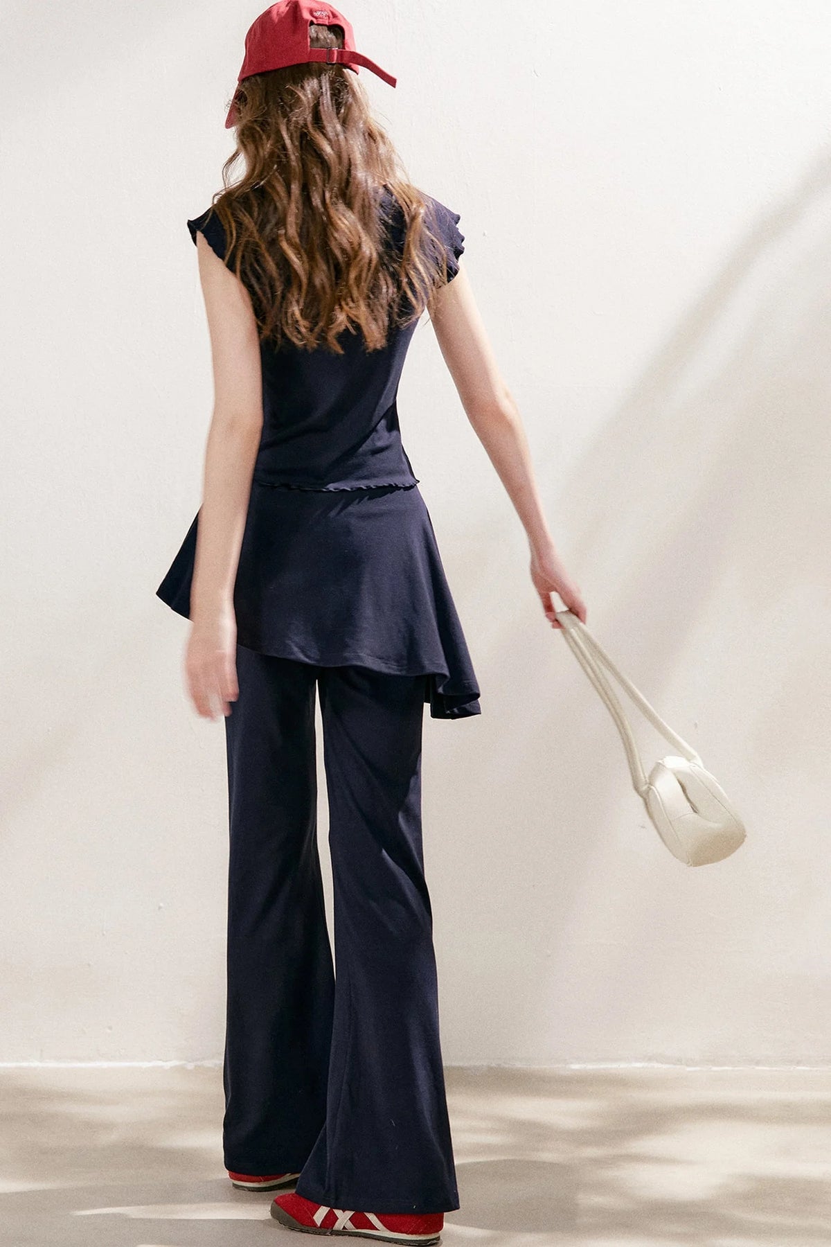 French Lace U-Neck Peplum Top and Flared Pants Set-Up