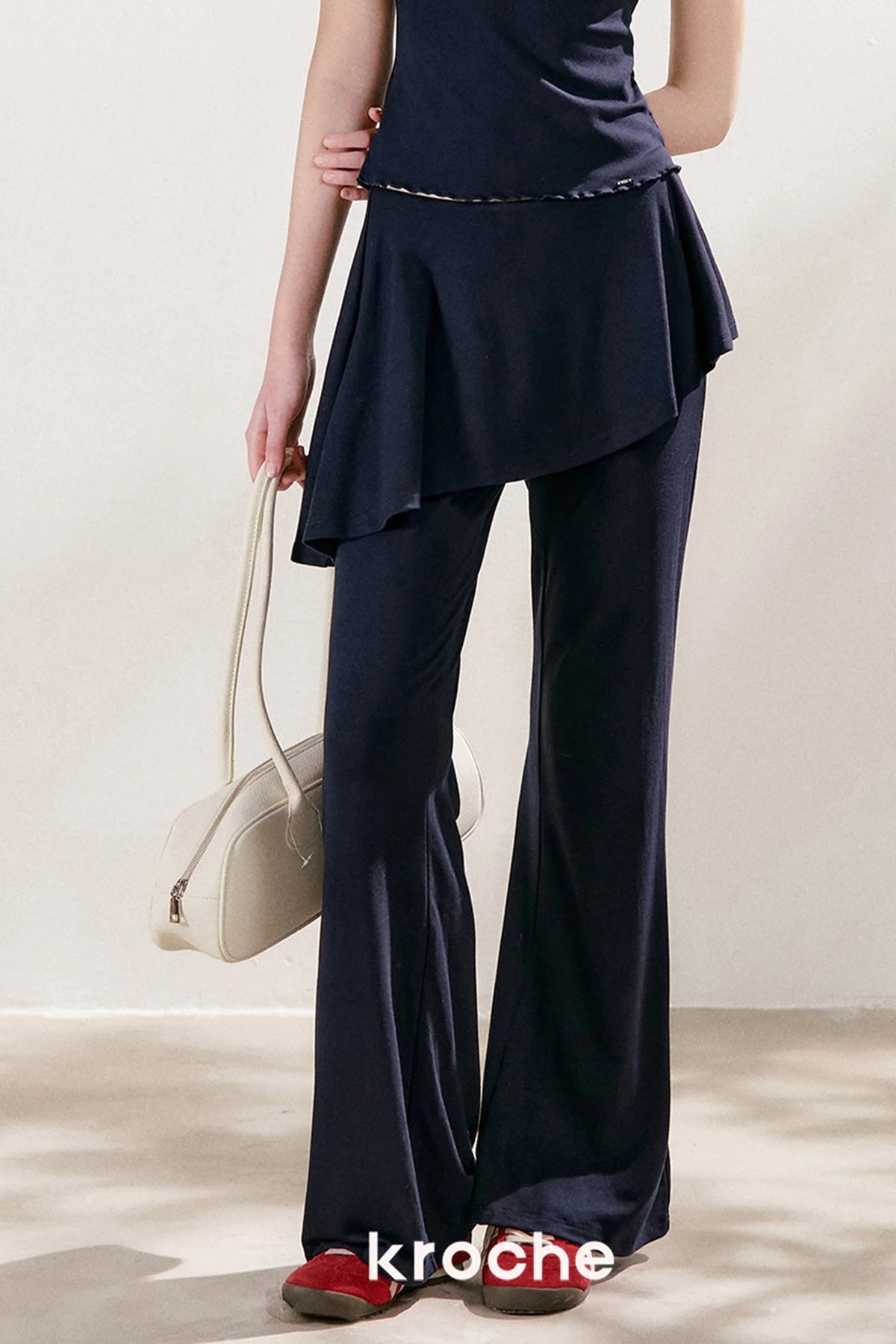 French Lace U-Neck Peplum Top and Flared Pants Set-Up