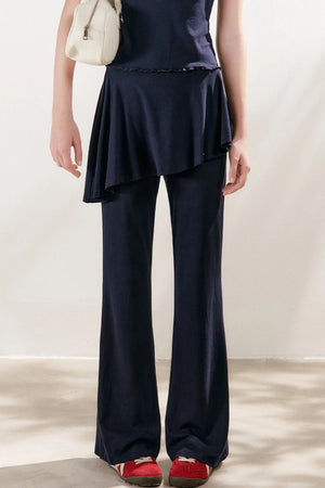 French Lace U-Neck Peplum Top and Flared Pants Set-Up