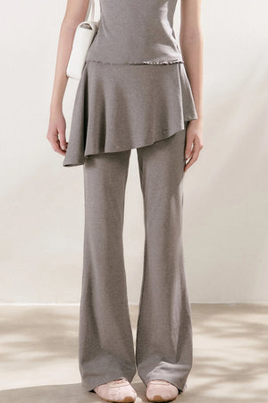 French Lace U-Neck Peplum Top and Flared Pants Set-Up