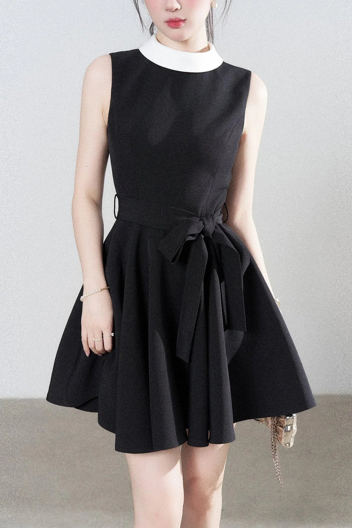 French Lace-Up Little Black Dress