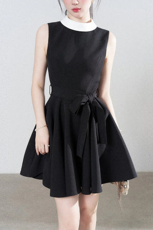 French Lace-Up Little Black Dress