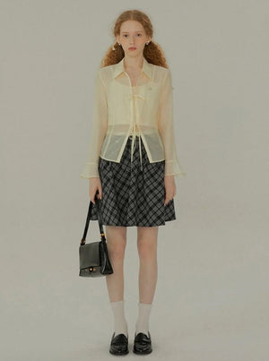 French Lace-Up Slim Shirt
